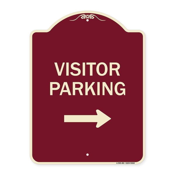 Signmission Designer Series-Visitor-parking Right, Burgungy Heavy-Gauge Aluminum, 24" x 18", BU-1824-9868 A-DES-BU-1824-9868 - main